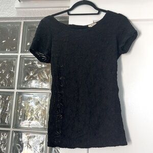 PINS and needles large black lace short sleeve backless shirt